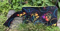 Handmade zippered wristlet bag (Clutch) Large by Lucky Burrito featuring black tie dye skull fabric