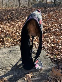 Handmade by Lucky Burrito Beautiful XL Hooded Scarves inspired by the designs of Sienna Rose* fully reversible skulls and roses red/pink
