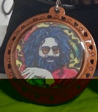 Jerry Garcia wooden pendant necklace
