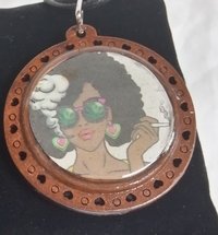 hipster smokin lady pendant necklace