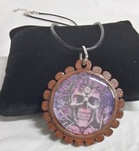 wooden skeleton pendant necklace
