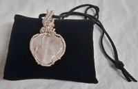 Heart shaped rose quartz wire wrapped necklace