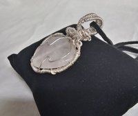 Heart shaped rose quartz wire wrapped necklace