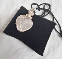 Heart shaped rose quartz wire wrapped necklace