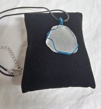 Wire Wrapped River Glass Necklace 