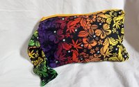  RAINBOW butterfly Flowers motif  zippered wristlet bags (clutch) M