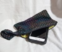 Rainbow/batik polka dot motif   zippered wristlet bags (clutch) M