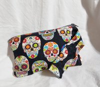 sugar skulls motif  zippered wristlet bags (clutch) M