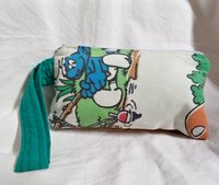  vintage The Smurfs  with polka dots on back  motif  zippered wristlet bags (clutch) M