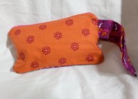 rossettes pink  orange purple inside  motif zippered wristlet bags (clutch) M