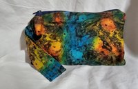 Handmade by Lucky Burrito tie dye print motif zippered wristlet bags (clutch) Large