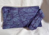 Handmade by Lucky Burrito crinkle purple / black tie dye motif zippered wristlet bags (clutch) Large