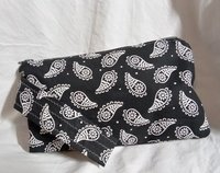  Handmade by Lucky Burrito black paisley motif zippered wristlet bags (clutch) Large