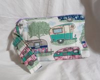 Handmade by Lucky Burrito Vintage campers motif Handmade zippered wristlet bags (clutch) Large
