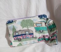 Handmade by Lucky Burrito Vintage campers motif Handmade zippered wristlet bags (clutch) Large