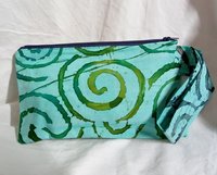 Handmade by Lucky Burrito spiral batik motif  zippered wristlet bags (clutch) Large