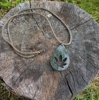 Resin teardrop cannabis leaf pendant 1