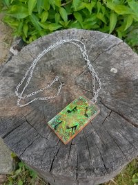 Resin rectangle  pendant  music notes