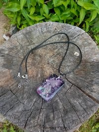 Resin rectangle  pendant purp