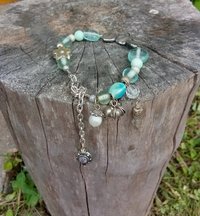 bracelet or anklet  owl with bells and flowers