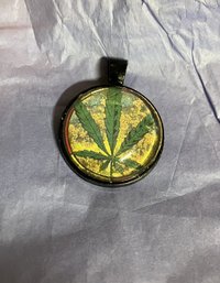  Cannabis Leaves Glass and metal Pendant