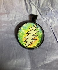 13 point GD  lightening bolt  flag Glass and metal Pendant
