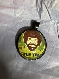 Bob Ross  Glass and metal Pendant
