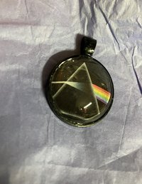 Pink Floyd Dark Side of the Moon rainbow Pyramid  Glass and metal Pendant