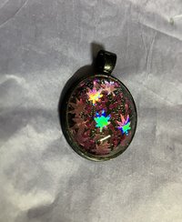 holographic Cannabis Leaves Glass and metal Pendant