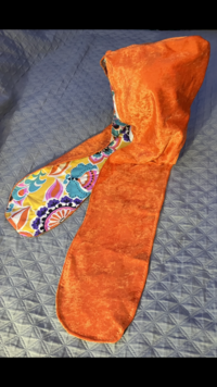 Beautiful Hooded Scarves inspired by the designs of Sienna Rose*   Tangerine crushed panne velour