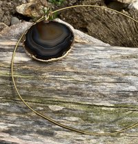 geode slice wire choker necklace 