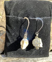 bling'ed out skull  with glass beaded fish hook earrings