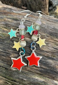 Enamel Star Dangle  earrings