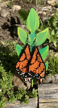 orange Butterfly Wing  earrings