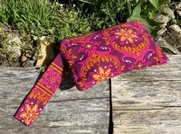 purple /orange hearts and flowers  zippered wristlet bags (clutch) M
