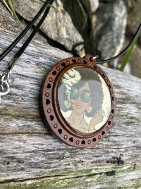 hipster smokin lady pendant necklace