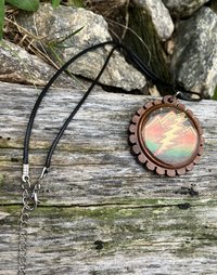 lightning bolt with Mountains wooden pendant necklace