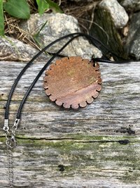 lightning bolt with Mountains wooden pendant necklace