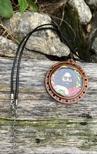 Jerry Garcia wooden pendant necklace