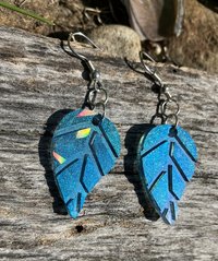 Holographic geometric resin earrings (leaves)