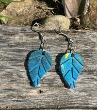 Holographic geometric resin earrings (leaves)