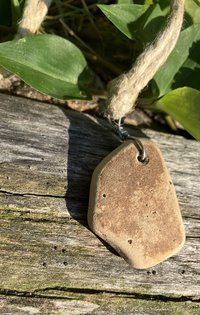 River Glass Necklace  brown crackle glaze pottery