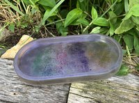 Resin Rolling/Trinket tray  (color shifting rainbow/  lavender/ rose gray  base)