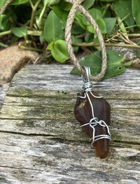 River Glass Necklace brown bottle twist wrap