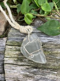 River Glass Necklace wire wrapped copper/silver wire