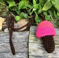 Handmade Crochet Mushroom Pouch necklaces  pink/brown