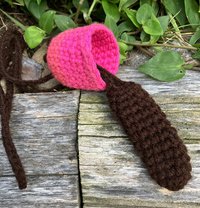 Handmade Crochet Mushroom Pouch necklaces  pink/brown