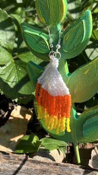 Candy Corn motif beaded earrings 