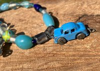 the little blue Car Necklace  various glass ,lampwork glass beads Autumnal collection - 1