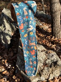 Handmade by Lucky Burrito Beautiful Hooded Scarves inspired by the designs of Sienna Rose* teal woodland and vegetation opposite orange mandala  motif reversible  Fleece